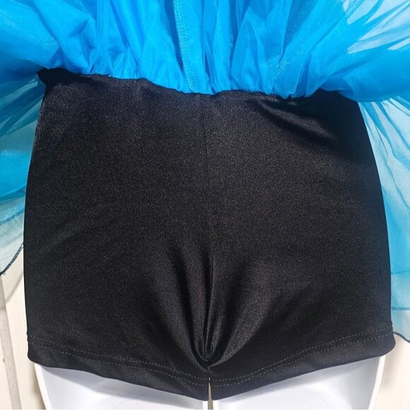 Adult Dance Costume Gallery Unitard Peacock Tutu Sparkly Blouson Jazz Tap Blue M - Picture 6 of 13